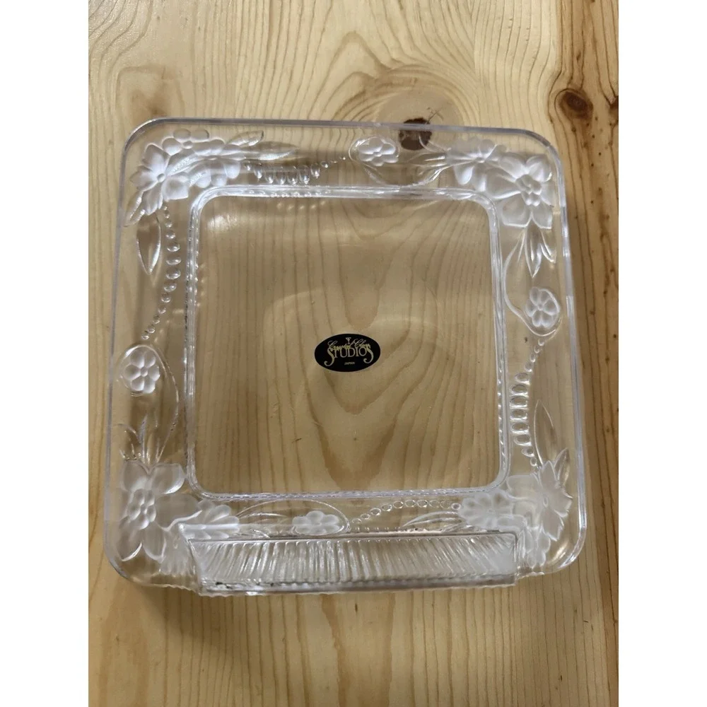 Crystal Clear Studios Picture Frame 4x6 Japan VTG Clear Frosted Floral Design